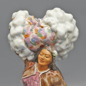 Агитационная статуэтка «Узбечка с хлопком», фаянс, ЗиК ​Конаково, 1950-60 гг.