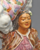 Агитационная статуэтка «Узбечка с хлопком», фаянс, ЗиК ​Конаково, 1950-60 гг.
