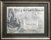 Старая американская реклама «King of all safety devices», паспарту, багет, США, нач. 20 в.