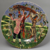 Авторская декоративная тарелка «Праздник урожая», художник Кандашвили И. Г., керамика, 1950-60 гг.