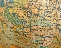 Старинный учебный глобус с картой мира между двумя мировыми войнами, 1-я Картографическая фабрика, НКВД СССР ГУГСК, 1937 г.