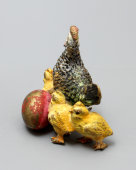 Скульптура «Курица с цыплятами», венская бронза