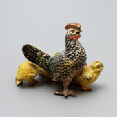 Скульптура «Курица с цыплятами», венская бронза