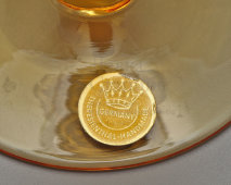 ​Набор винтажных бокалов для вина «Рёмеры» на ножках с янтарным оттенком, 6 штук, стекло, мануфактура Терезиенталь (Theresienthal), Германия, 1950-60 гг.