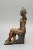 Авторская керамическая статуэтка «Сидящая обнаженная девушка», скульптор Поммер Ю. П., СССР, 1969 г.