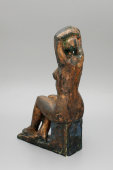 Авторская керамическая статуэтка «Сидящая обнаженная девушка», скульптор Поммер Ю. П., СССР, 1969 г.
