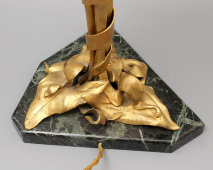 Настольная электрическая лампа «Каллы», бронза, матовое стекло, камень