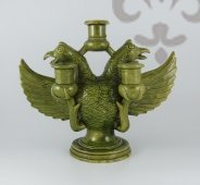 Подсвечник «Двуглавый орел», Скопин, 1900-е гг., керамика