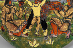 Авторская декоративная тарелка «Праздник сбора урожая винограда», художник Кандашвили И. Г., керамика, 1950-60 гг.