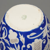 Интерьерная ваза с бело-синим цветочным декором, художник Леонов П. В., Дулево, 1951 г.