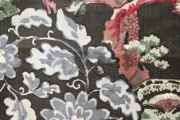 Два отреза старинной ткани «Цветы и птицы», образцы, Bilbille Baudre & Co, Париж, Франция, кон. 19, нач. 20 вв.