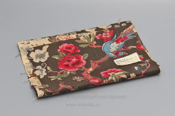 Два отреза старинной ткани «Цветы и птицы», образцы, Bilbille Baudre & Co, Париж, Франция, кон. 19, нач. 20 вв.