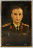 Лаковая шкатулка папье-маше «Полковник», художник Кривцова А. С., Палех, 1963 г.