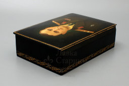 Лаковая шкатулка папье-маше «Полковник», художник Кривцова А. С., Палех, 1963 г.