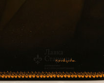 Лаковая шкатулка папье-маше «Полковник», художник Кривцова А. С., Палех, 1963 г.