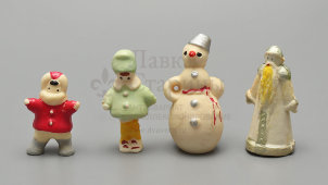 Набор игрушек для ёлки-малютки «Зима», колкий пластик, стекло, СССР, 1950-70 гг.