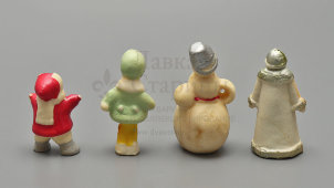 Набор игрушек для ёлки-малютки «Зима», колкий пластик, стекло, СССР, 1950-70 гг.