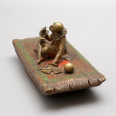 Антикварное пресс-папье с фигуркой Пьеро из венской бронзы, Австрия, кон. 19 в.