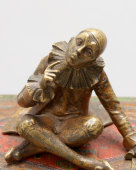 Антикварное пресс-папье с фигуркой Пьеро из венской бронзы, Австрия, кон. 19 в.