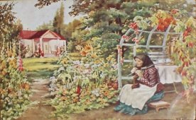 Старинная почтовая открытка из серии «Великая Княгиня Ольга Александровна Въ саду»