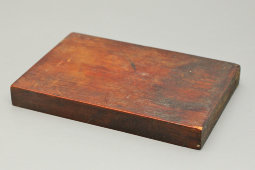 Старинная деревянная резная карманная иконка «Сергий Радонежский у гроба родителей», Россия, 19 в.