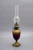 Антикварная керосиновая лампа, фарфор, бронза, Франция, начало 20 века