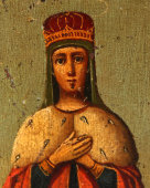 Старинная древнерусская икона «Святая Царица Александра» (Римская), Средняя Русь, к. 19 в.