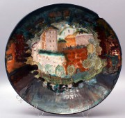 Декоративная керамическая тарелка «Город», автор Елисеева З. Я.,​ 1960-70 гг.