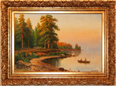 Старинная картина «Пейзаж», художник Воронков В. Е., холст, масло