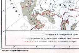 Старинная карта «Пелагические и прибрежные пути пролета птиц по Пальмену», карт. зав. Я. М. Лапинера, Россия, к. 19, н. 20 вв.
