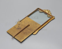 Антикварная настольная фоторамка в стиле рококо, бронза, стекло, Европа, кон. 19 в.