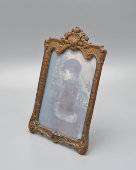 Антикварная настольная фоторамка в стиле рококо, бронза, стекло, Европа, кон. 19 в.