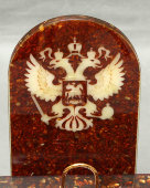 Подарочный письменный набор «Россия Рэд», красный янтарь, мануфактура «Емельянов и сыновья», 2000-е
