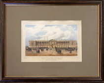 Гравюра «Париж, колоннада Лувра», Франция, 19 век