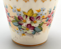 Старинный фарфоровый чайный сервиз в цветочной росписи, Россия, завод Попова, конец 19 века