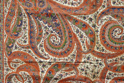 Старинный ситцевый платок «Красный орнамент», Трёхгорная фабрика, Москва, 1929 г.