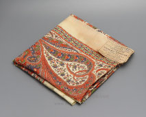 Старинный ситцевый платок «Красный орнамент», Трёхгорная фабрика, Москва, 1929 г.