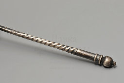 Старинная серебряная чайная ложка с винтовой ручкой и монограммой D.S., 84 проба, Москва, к. 19, н. 20 вв.