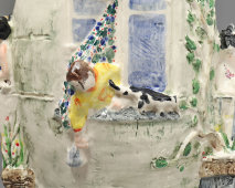 Большая авторская напольная ваза «На балконе», скульптор Асиновский И. А., Санкт-Петербург, 2018 г.