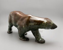 Большая фаянсовая скульптура «Медведь идущий», редчайшая роспись, ЗиК Конаково, 1950-60 гг.