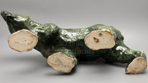 Большая фаянсовая скульптура «Медведь идущий», редчайшая роспись, ЗиК Конаково, 1950-60 гг.