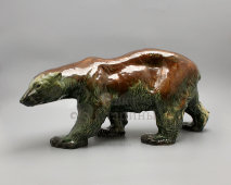 Большая фаянсовая скульптура «Медведь идущий», редчайшая роспись, ЗиК Конаково, 1950-60 гг.