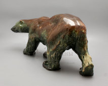 Большая фаянсовая скульптура «Медведь идущий», редчайшая роспись, ЗиК Конаково, 1950-60 гг.