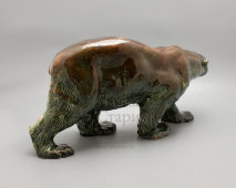 Большая фаянсовая скульптура «Медведь идущий», редчайшая роспись, ЗиК Конаково, 1950-60 гг.