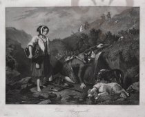 Гравюра «Родник в горах» (Die Bergquelle), Европа, 19 век, бумага