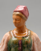 Статуэтка «Девушка в сарафане», керамика Гжели, 1950-60 гг.