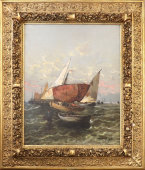 Картина «Лодки под парусами», художник O. D