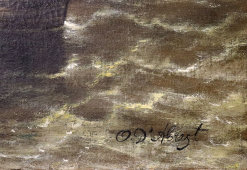 Картина «Лодки под парусами», художник O. D'Abrest, холст, масло, Европа, 1-я пол. 20 в.