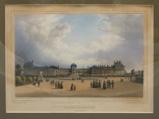 Гравюра «Париж, Дворец Тюильри», Франция, 19 век