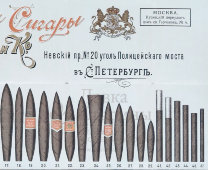 Старая реклама «Гаванские сигары», фирма Фейк и Ко, паспарту, багет, Россия, 1903-1904 гг.